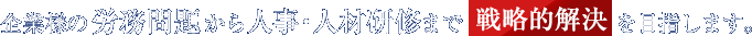 企業様の労務問題から人事・人材研修まで 戦略的解決 を目指します。
